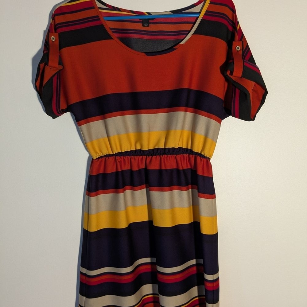 Banana Republic Striped Shift Dress Womens Sz 4 Multicolor Office Casual